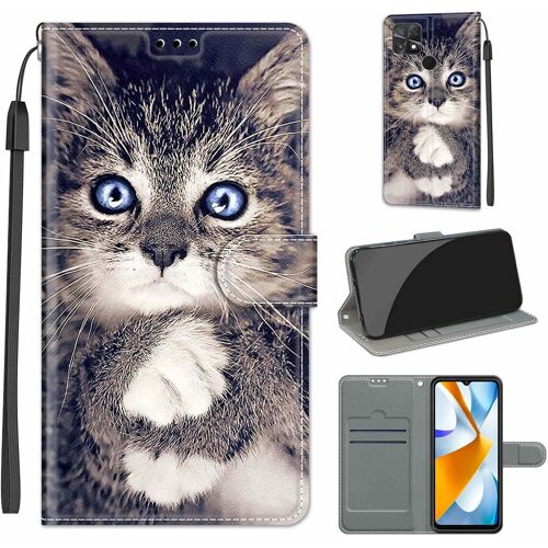 KAL-Coque Pour Xiaomi Redmi 10C, Housse Etui Portefeuille Cuir Multifonction, Fermeture Magnétique À Clapet Antichoc Case Pour Xiaomi Redmi 10C / Xiaomi Poco C40