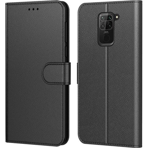 Eryi-Etui Coque Pour Xiaomi Redmi Note 9,Plusieurs Couleurs Disponible,Protection Etui Housse Premium En Cuir Pu,Fermeture Magnétique Pour (Redmi Note 9 (6,53 Pouces), Book Noir)
