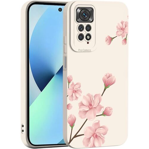 Liquide Silicone Coque Pour Xiaomi Redmi Note 11 / Redmi Note 11S 4G, Très Mince Élégante Fleurs Et Animés Mignons Design Étui, Mat Doux Tpu Bumper Antichoc Femme Housse (Blanc Q07[WKE01568]