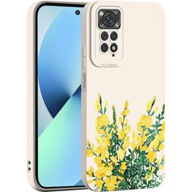 Liquide Silicone Coque Pour Xiaomi Redmi Note 11 / Redmi Note 11s 4g, Très Mince Élégante Fleurs Et Animés Mignons Design Étui, Mat Doux Tpu Bumper Antichoc Femme Housse (Blanc Q01[Wke01567]