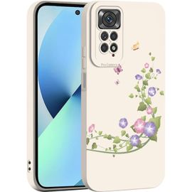 Liquide Silicone Coque Pour Xiaomi Redmi Note 11 / Redmi Note 11s 4g, Très Mince Élégante Fleurs Et Animés Mignons Design Étui, Mat Doux Tpu Bumper Antichoc Femme Housse (Blanc Q02[Wke01572]