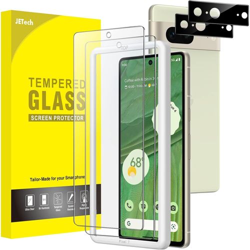 Protection D'écran Google Pixel 7 Avec Protecteur D'objectif De Caméra Arrière, Outil D'installation, Film Verre Trempé, Compatible Id D'empreinte Digitale, Hd Transparent, 2 Pièces Chacun