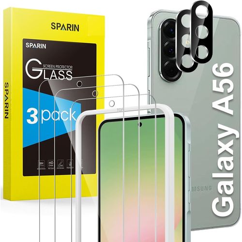3+2 Pieces Tempered Glass For Samsung Galaxy A56 5g, 3 Screen Protectors And 2 Camera Screen Protectors For Samsung A56, Glass Protection With Easy Alignment Tool, 9h Hardness