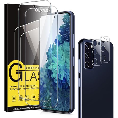 2 Pièces Verre Trempé Pour Samsung Galaxy S20 Fe 4g/5g 6,5"" + 2 Pièces Caméra Protecteur,Ultra Résistant Film Protection Écran, Dureté 9h Glass, Sans Bulles D'air,Transparent Vitre Protection