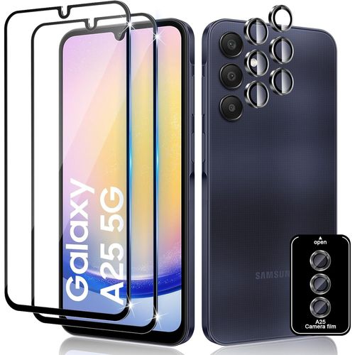 Pour Samsung Galaxy A25 5g Verre Trempé, Protection Écran + Caméra Arrière Protecteur Film,¿2+2 Pièces¿ Dureté 9h Anti-Rayures Protecteurs D'écran Vitre Trempé Pour Samsung Galaxy A 25 5g