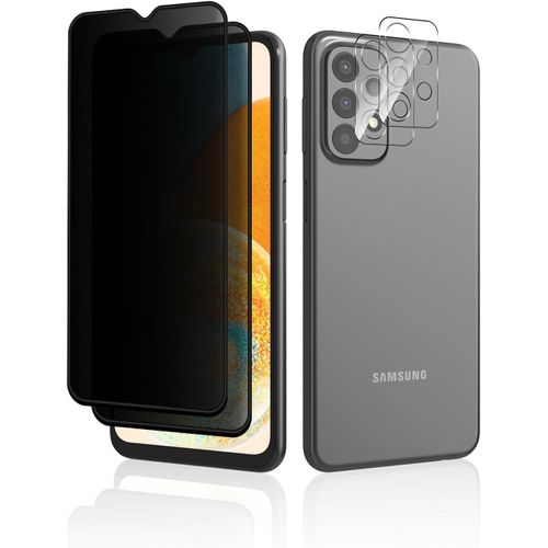Protection D'Écran Verre Trempé Compatible Avec Samsung Galaxy A23 5G [2+2Pièces] Caméra Arrière Protecteur Anti-Espion Protecteurs D'Objectif Dureté 9H Privacy Film Pour Samsung Galaxy A23