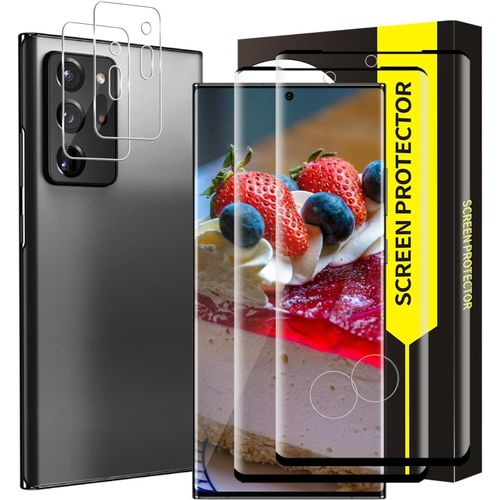 JGD-2+2 Verre Trempé pour Samsung Galaxy Note 20 Ultra 5G, 9h dureté Anti Rayures vitre protection+Caméra film, Couverture Complète 3D sans bulles, HD Sensibilité Note 20 Ultra protection écran