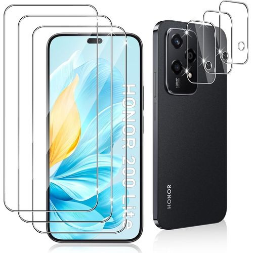CAUC-3 Pièces Verre Trempé pour Honor 200 Lite, 3 Pièces Caméra Arrière Protecteur,9H Dureté/Anti-Rayures/Sans Bulles/Ultra Résistant,Protection écran