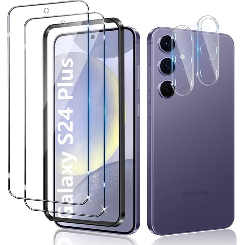 Verre Trempé Pour Samsung Galaxy S24 Plus 5g,Film Protection Écran Avec Caméra Arrière Protecteur [ 2+2 Pièces ],Anti-Rayures,Dureté 9h Glass,Hd Transparent