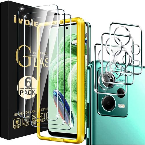 Pack Of 3 Tempered Glass Screen Protectors For Xiaomi Poco X5 5g / Xiaomi Redmi Note 12 5g (Not For Redmi Note 12 4g) With 3 Piece Rear Camera Protector, Easy Installation Tool