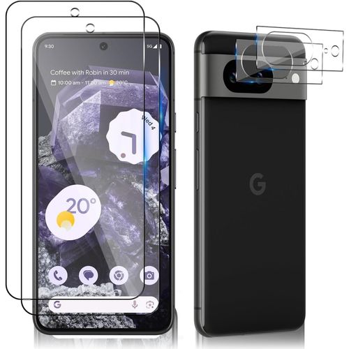Cauc-Verre Trempé + Caméra Arrière Protecteur Compatible Avec Google Pixel 8 5g, [2 + 2 Pièces] 9h Dureté Hd Transparent Film En Verre Trempé, Protection D'écran Pour Google Pixel 8 5g
