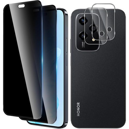 CAUC-Verre Trempé Anti Espion pour Honor 200 Lite 5G, 2+2 Pièces Anti Spy Verre Trempé et Caméra Arrière Protecteur, Protection écran Film 9H Dureté Anti Rayures Sans Bulles