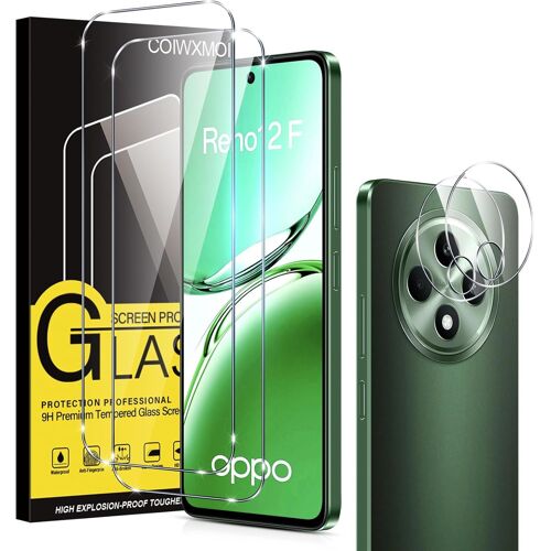 JGD-Verre Trempé pour OPPO Reno 12 FS 5G/4G/OPPO Reno 12F 5G/4G 2 Pièces,Film de Vitre Protection écran avec Caméra Arrière Protecteur Dureté 9H Anti Rayures Sans Bulless Ultra Transparent HD