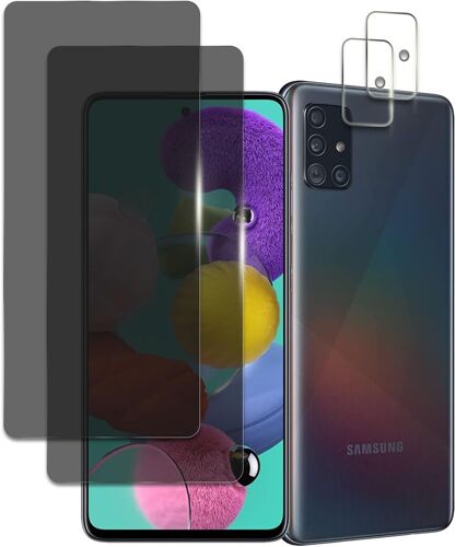 JGD-[4 Pièces] 2pcs Film de Protection Écran et 2pcs Caméra Arrière Protecteur pour Samsung Galaxy A51, Verre Trempé Anti Espion, Confidentialité Protection, Dureté 9H Vitre