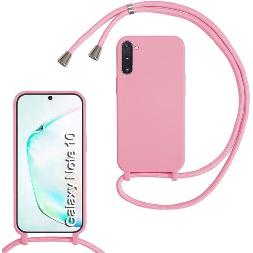 KAL-Coque Compatible Avec Samsung Galaxy Note10/Note10 5G, Collier Pour Étui Colliers De Cellulaire Mince Antichoc Réglable Lanyard Case Pu Bumper Pour Samsung Galaxy Note10/Note10 5G, Rose