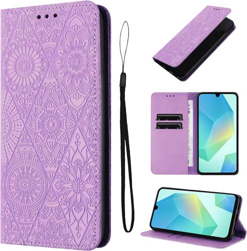 KAL-Étui Pour Samsung Galaxy A16 5G 6.7 Pouces Cuir Artificiel Coque A16/Sm-A166B/Ds Avec Fente Pour Carte Housse A16/Sm-A166B/Ds Béquille Housse, Violet