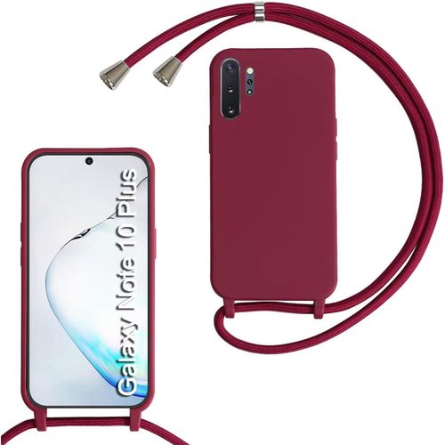 KAL-Coque Compatible Avec Samsung Galaxy Note10 Plus/Note10 Pro, Collier Pour Étui Colliers De Cellulaire Mince Antichoc Réglable Lanyard Case Pu Bumper Pour Samsung Galaxy Note10 Plus, Rouge