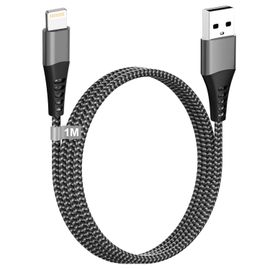 Cable Iphone 1M [Certifié Apple Mfi], Cable Chargeur Iphone 1M Long Nylon Cable Lightning Usb Cordon Iphone Fil Chargeur Iphone Rapide Pour Iphone 14 13 12 11 Pro Max/Xs/Xr/8/7/6S/6 Plus/5/5S/Se/Ipad