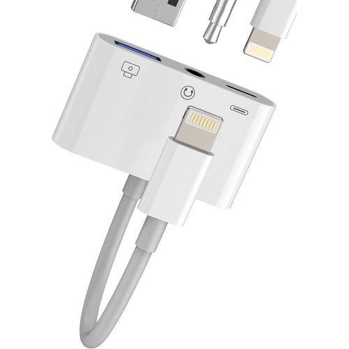lbgwp60-Adaptateur Lightning Vers Usb 3,5 Mm 3 En 1 Pour Iphone 14 13 Chargeur Câble Adapter Pour Apple Ipad Audio Jack Otg Connecteur Numérique Appareil Photo Clavier Drive Accessoires Usb-A Card Re