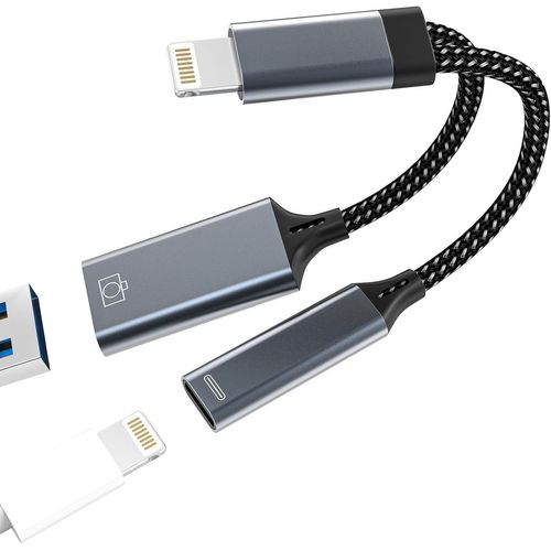 TRAHOO-Adaptateur Lightning Vers USB-A(2 en 1)Chargeur Câble Pour IPhone 14 Pro Max Pour IPad Clavier Souris Clé USB Lecteur Carte OTG 3.0 Ertifié Pour Apple MFI Transfert Fichiers Appareil Photo Acc