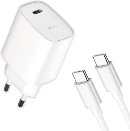 CMWX-4-Ok Chargeur Mural 20 W Charge Rapide PD, USB Type C, avec câble de Charge USB Type C pour Samsung, Xiaomi, Huawei, Oppo, Vivo.