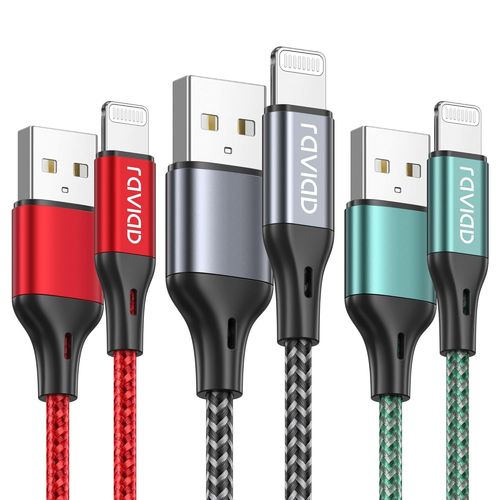 TRAHOO-Câble iPhone [1M/Lot de 3] Cable Chargeur Lightning Certifié MFi Câble Lightning Nylon Tressé Fil Cable USB Charge Rapide pour iPhone 14 13 12 11 Pro Max Mini XR XS X 8 7 6s 6 5s 5 SE
