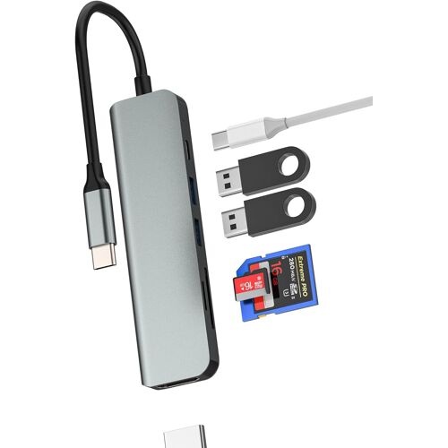 KAL-Hub Usb C(6 En 1)Hdmi Sd Micro Sd Lecteur Carte Usb Otg 3.0 Adaptateur Macbook Pc Clavier Type C Chargeur Pour Ipad Pour Apple Iphone 16 15 Pro Thunderbolt Dock Compatible Avec Samsung 4K Display