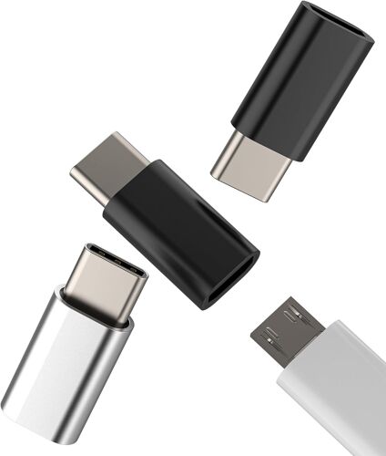 TRAHOO-Lot de 3 adaptateurs USB C - Écrou micro USB vers type C mâle - Câble de charge rapide Android - Connecteur femelle pour Apple iPhone 15 Pro pour iPad - Compatible avec chargeur Samsung Data S