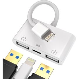lbgwp60-Adaptateur Lightning Usb 3 En 1 Chargeur Jack Accessoires Pour Apple Iphone 14 13 12 11 Pro 7 8 Plus X Se Pour Ipad Air Câble Otg Clé Lecteur Cartes Télécharger Photo Convertisseur Souris