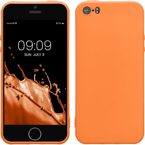 TRAHOO-Housse Compatible avec Apple iPhone SE (1.Gen 2016) / iPhone 5 / iPhone 5S Coque - Housse de téléphone Protection Souple en Silicone - Orange fruitée