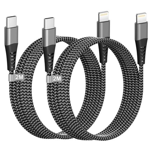 TWQ-Câble iPhone USB C 2M 2Pack[Certifié Apple MFi], Câble USB C vers Lightning Cable iPhone Charge Rapide Cable Chargeur iPhone Câble Lightning USB C Cordon Fil pour iPhone 14 Pro Max/14 Plus/13/12/
