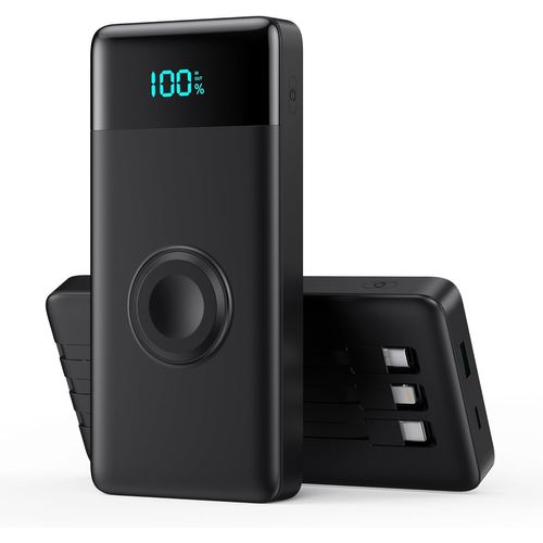 Batterie Externe 10800mah Avec 3 Câbles Intégrés & Chargeur Pour Apple Watch, 6-In-1 Power Bank Pd 25w+Qc4.0 Charge Rapide Chargeur Externe Usb C,Chargeur Portable Pour I-Watch/Iphone/Galaxy/Huawei