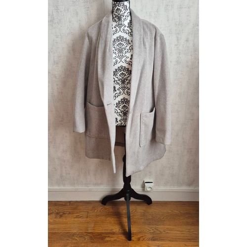 Manteau Femme Camaïeu Gris Motif Chevron Taille 44 Xxl