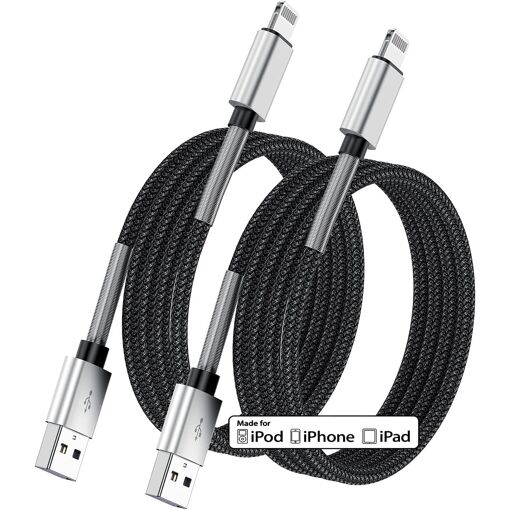Câble USB A vers Lightning - 2.0 - Certifié Apple MFI - Gaine nylon - Rose - 1 mètre