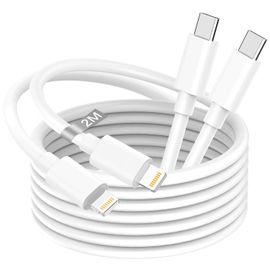 TYE-Cable iPhone USB C 2M 2Pack[Certifié MFi],Câble USB C vers Lightning 2M Long Cable Chargeur Rapide iPhone Cable Lightning USB C Cordon Fil Chargeur pour iPhone 14 13 12 Pro Max/14 Plus/11/XS/X/8