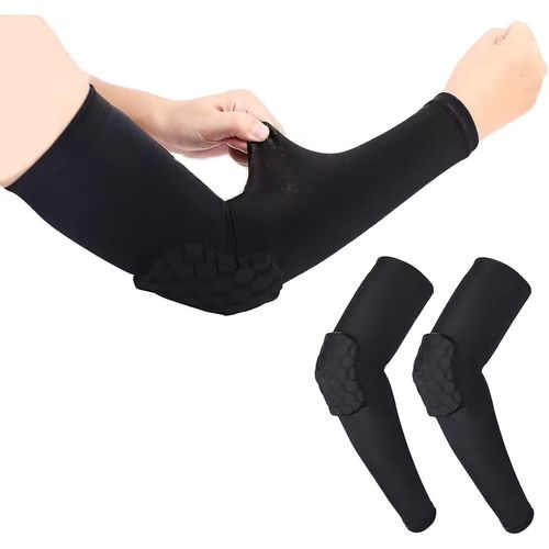 Manchons De Bras De Football En Nid D'Abeille Avec Compression Et Design Antidérapant Pour Une Protection Contre Les Blessures - Lot De 2 -