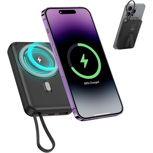 10000 Mah Magnetic Wireless External Battery, Portable Usb C Charger With Led Display And Stand, Quick Charge 22.5w Powerbank, Battery Compatible With Iphone, Huawei, Samsung