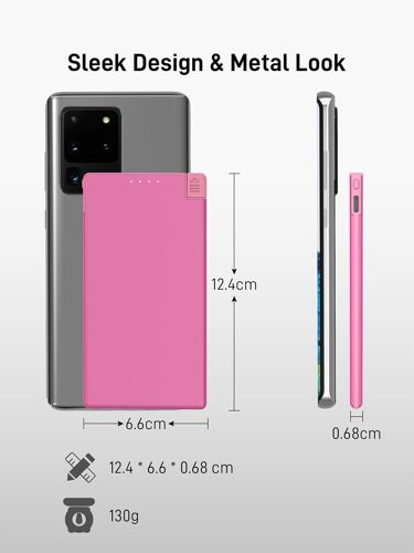 5000mah Batterie Externe Avec Câble Type-C Intégré,Ultra Mince Et Super Léger Petite Power Bank Small Batterie Portable,Compatible Avec Iphone 15 Series,Samsung,Xiaomi,Sony,Etc.- Rose