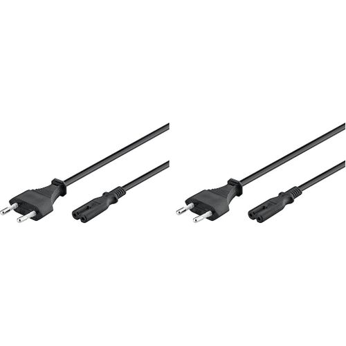 Thef-51322 Câble D'alimentation Euro 2 Pôles Prise Euro Type C & C7 Femelle/Câble D'alimentation Universel/Câble De Raccordement Euro/Pour Ps3, Ps4, Ps5, Xbox/Noir/Câble De Rallonge 1.8m
