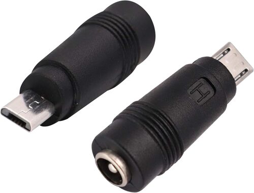 TZF-Micro DC Adaptateur Secteur DC5.5x2.1mm vers Micro USB 5V DC Alimentation Câble de Chargement Connecteur pour Téléphone Portable, Tablette, MP3 et Appareil Micro USB. (2-Pack-Micro)