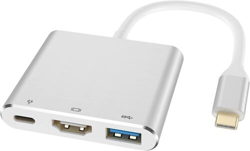 KALANKA-Adaptateur USB C avec Sortie HDMI 4K Port USB 3.0 et Port de Charge de Type C 100 W, Adaptateur multiport AV numérique pour MacBook Pro/Air, iPad Pro