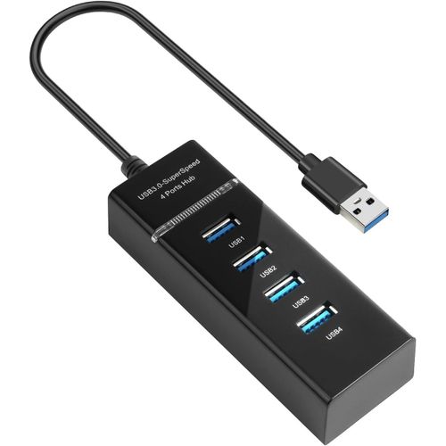 JGD-Hub USB 3.0, Data Hub USB 4 Ports, Multi Prise Rallonge USB 3.0 pour Transfert Rapide de Données, Compatible avec Clés USB, Notebook PC, Portable, Disques Durs Externes, etc.