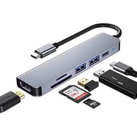 Hub Usb C, Adaptateur Usb C Multiport Pour Macbook Pro & Air, Dongle Hub 6 En 1 Avec 4K Hdmi, Usb 3.0, Lecteur De Carte Sd/Tf, 100W Pd, Compatible Avec Ordinateur Portable Et Autres Appareils Type-C