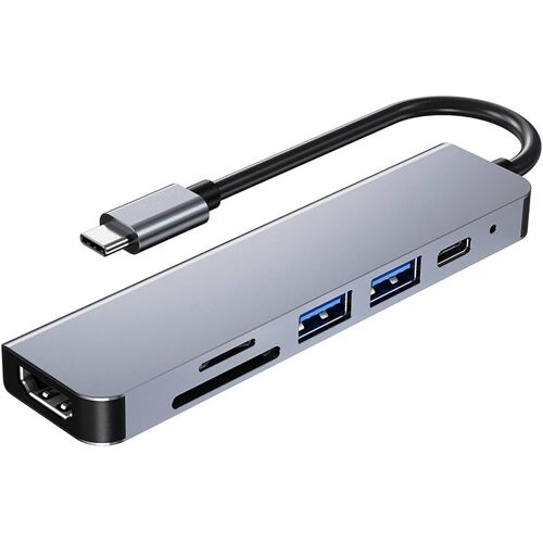 Hub USB C,Adaptateur USB C multiport pour MacBook Pro,Hub USB C à HDMI 6-en-1,Compatible avec Les Ordinateurs Portables USB C,etc. (4K HDMI USB3.0 USB2.0 SD/TF Card Reader 87W PD).[M36]