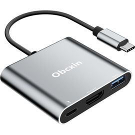 CIVV-Adaptateur Usb C Vers Hdmi 4K@60Hz,3 En1 Multiport Adapter Usb C Avec Hdmi,Pd Charge 100W,Usb 3.0 Hub Pour Macbook Pro/Air,Ipad,Laptop,Samung,Surface Etc