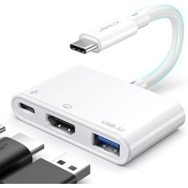 CLOUDDS_Adaptateur Usb C Vers Hdmi Multiport Av Numérique,Hub 4K 30Hz Hdmi,Usb A 3.0 5Gbps,Charge Usb C 100W 3 En 1 Compatible Avec Iphone 15 Pro Max/15 Pro,Apple Macbook,Ipad,Dell,Surface,Steam Deck