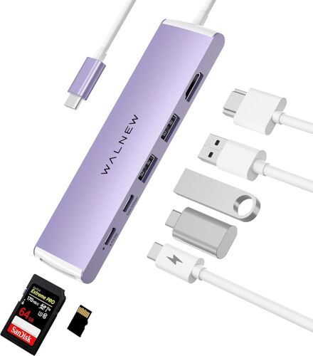 Hub USB C,station d'accueil 7 en 1 en aluminium avec 100 W PD,HDMI 4 K,USB 3.0 et USB-C,SD-Connectivité améliorée-Pour MacBook Air,Pro,Lenovo,ThinkPad,Dell XPS,HP,Surface Laptop.[M42]