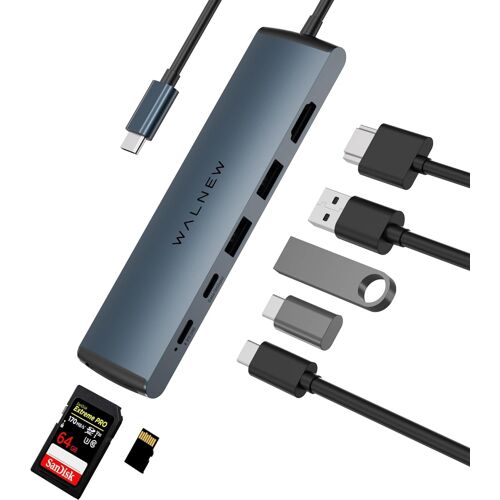 Hub USB C,Station d'accueil 7 en 1 en Aluminium avec 100 W PD,HDMI 4 K,USB 3.0 et USB-C,SD-Connectivité améliorée-pour MacBook Air,Pro,Lenovo,ThinkPad,Dell XPS,HP,Surface Laptop.[M39]