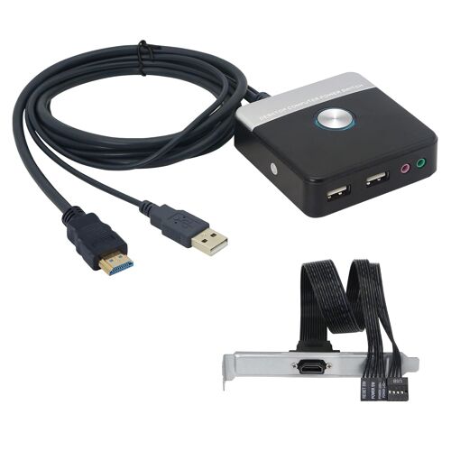 Bouton d'alimentation externe pour PC,bouton de commutation de réinitialisation du boîtier de l'ordinateur de bureau avec port HDMI,avec deux ports USB,avec ports audio/micro -120 cm