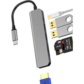 CIVV-Adaptateur Usb C Vers Hdmi Sd - Adaptateur Multiport (6 En 1) - Hub De Type C - Pour Apple Iphone Thunderbolt Docking Otg 3.0 - Micro Sd Tf Reader 4K Displayport - Accessoire Pour Ordinateur Por